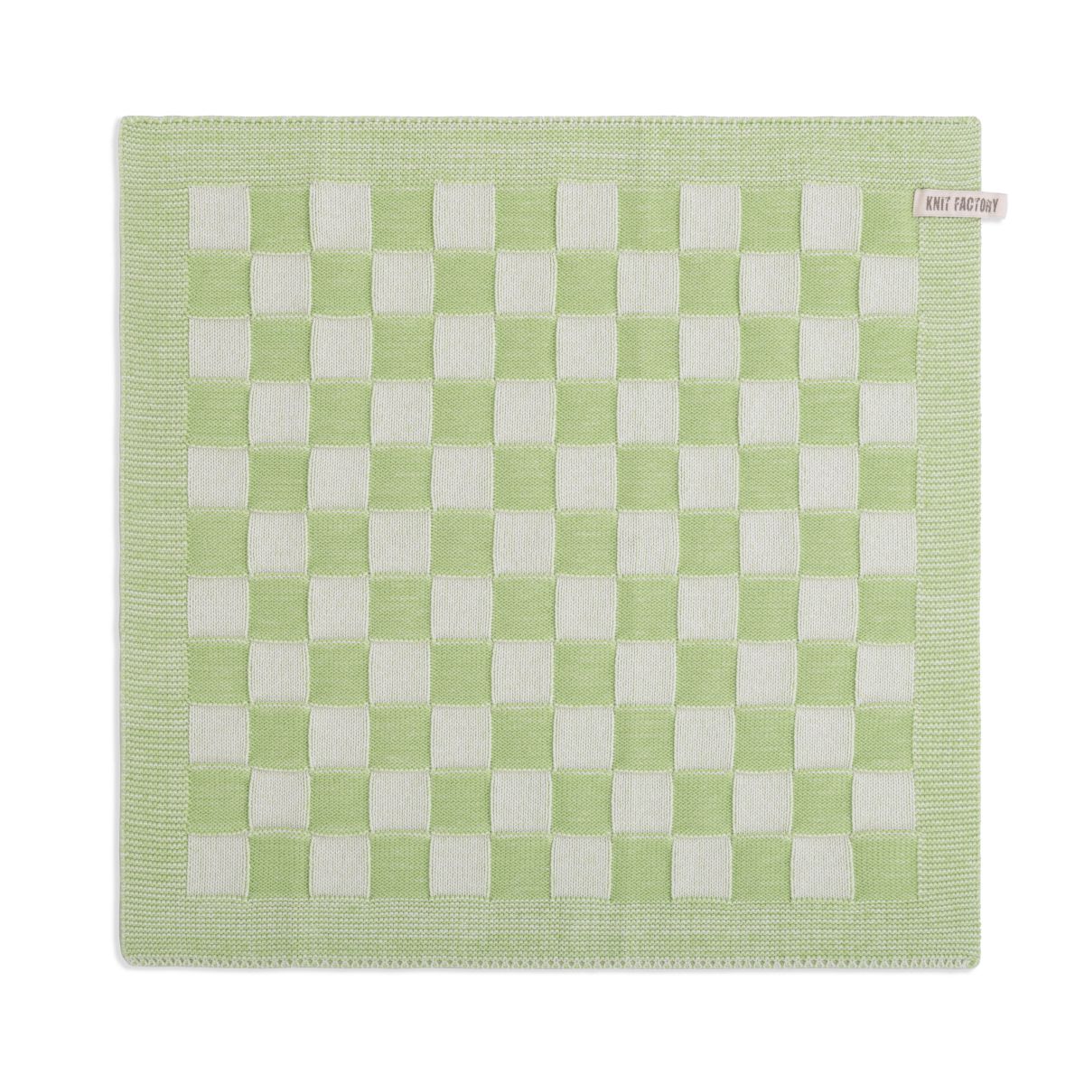 Knit Factory Keukendoek Block Ecru/Spring Green