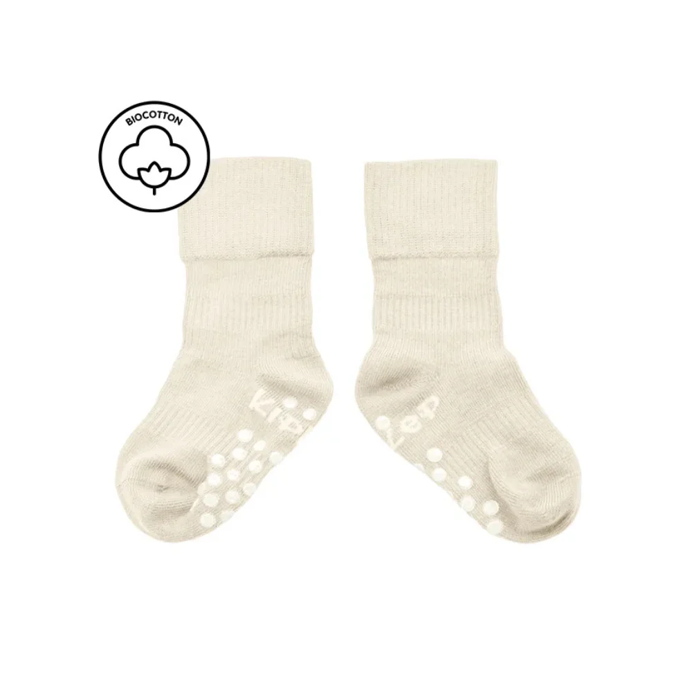 Antislip blijf sokjes – Off white – Biologisch katoen mix – KipKep