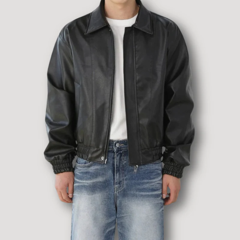 Vintage Leren Oversized Jas Met Rits Voor Heren – Vincent