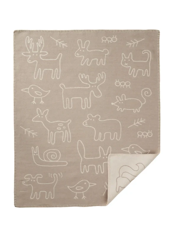 Wiegdeken eco katoen – In the Woods – Bosdieren – Beige – Klippan