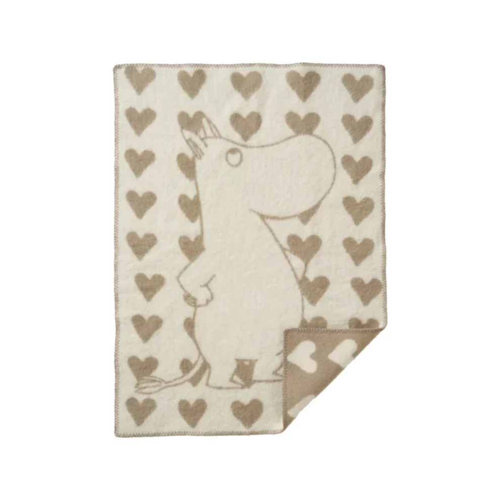 Wiegdeken Moomin Heart – Biologisch wol – Taupe/bruin – 65×90 cm – Klippan