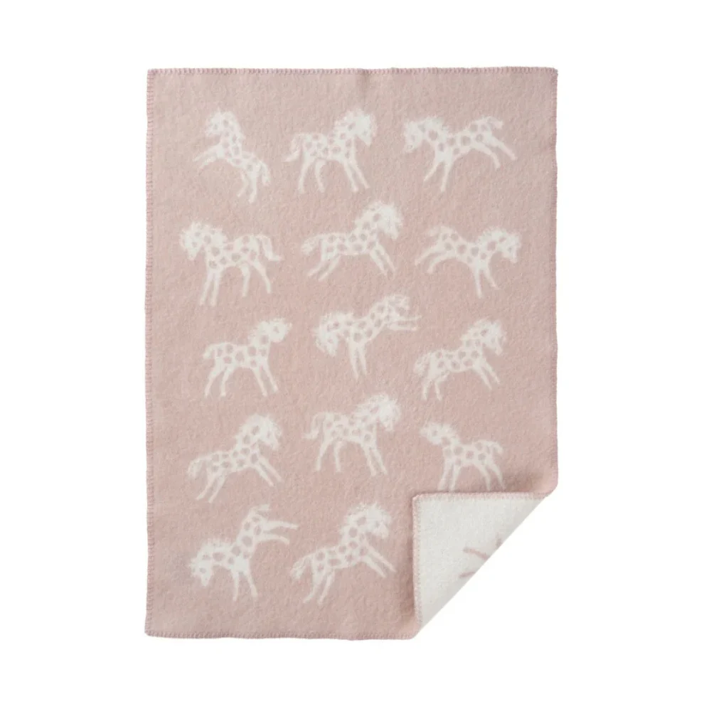 Wiegdeken Pony – Biologisch wol – Roze/pink – 65×90 cm – Klippan