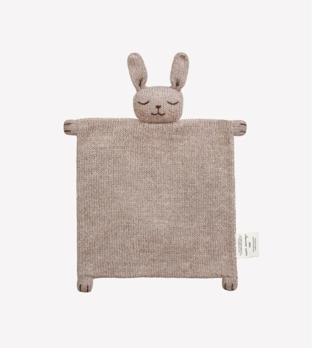 Gebreid knuffeldoekje – Alpaca wol – Bunny/Konijn – Sand – Main Sauvage