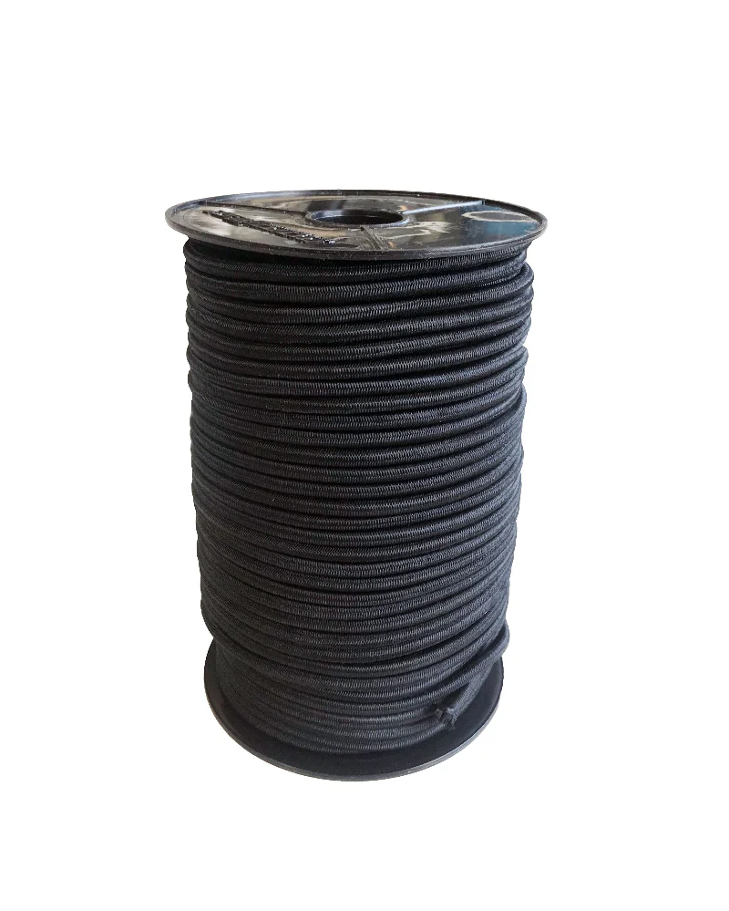 koordelastiek Zwart 8mm dik 100m rol