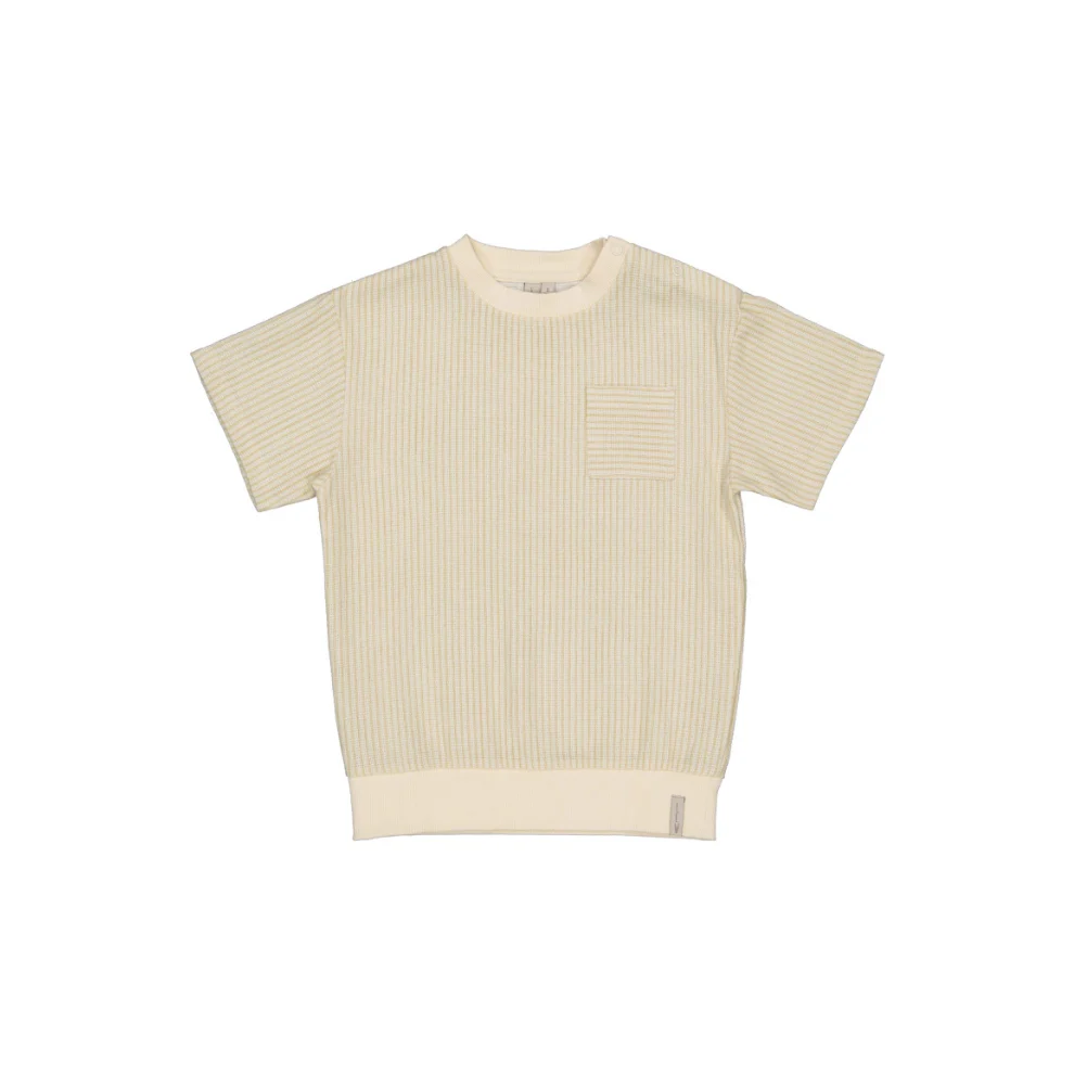 Top korte mouw Benico – Katoen – Off White/Stripe – Levv Labels
