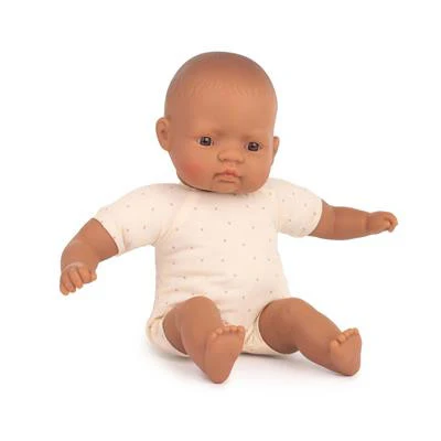 Miniland – Babypop Latin met zacht lijfje – 32 cm -100% ftalaat vrij vinyl