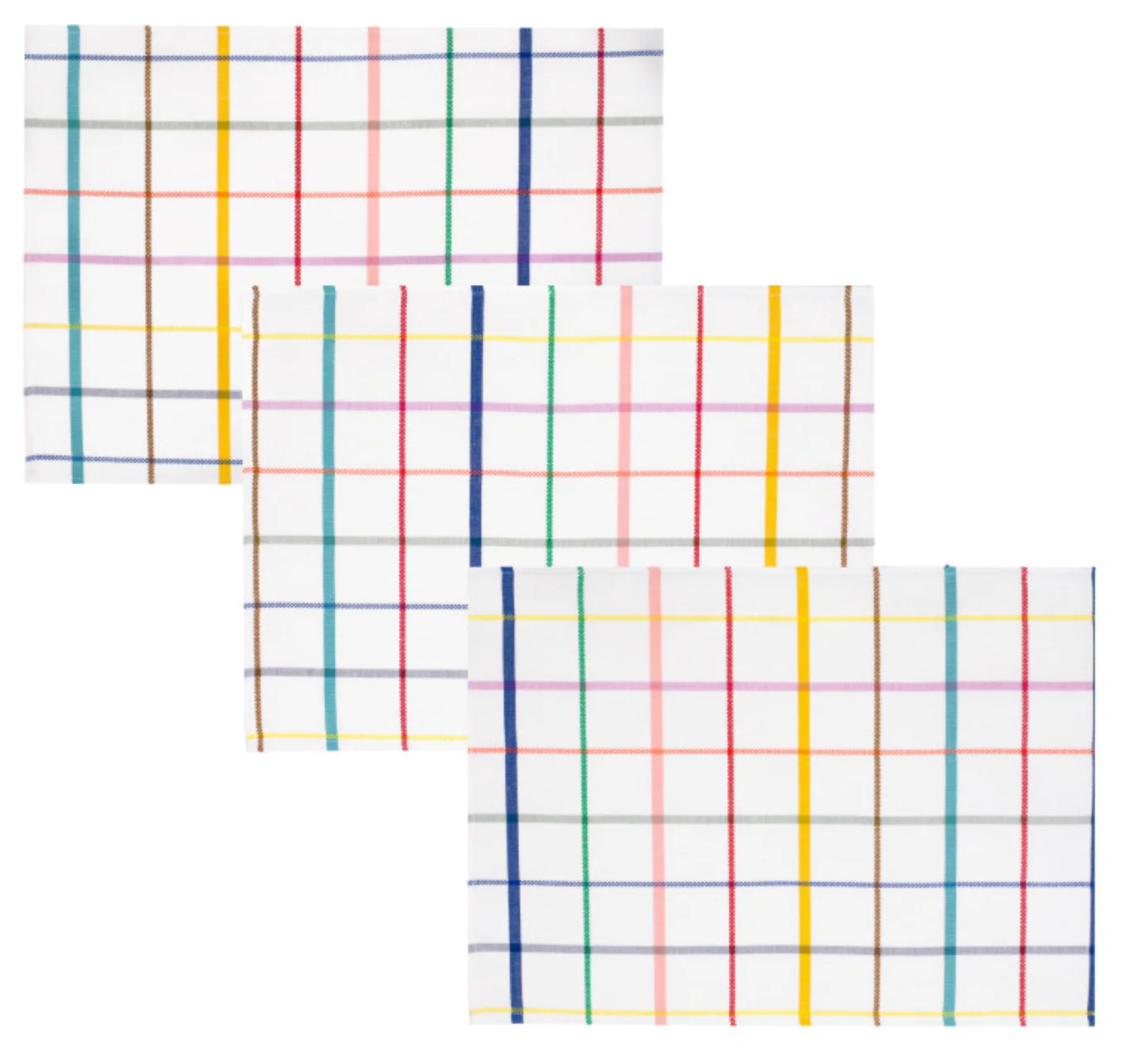 placemats Pop wit geruit linnen-katoen