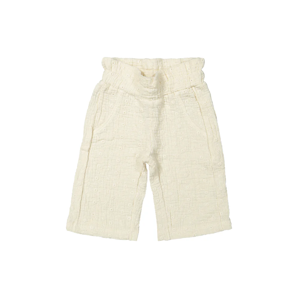 Broekje Perry – Biologisch katoen – Woven white embroidery/Wit – Riffle Amsterdam