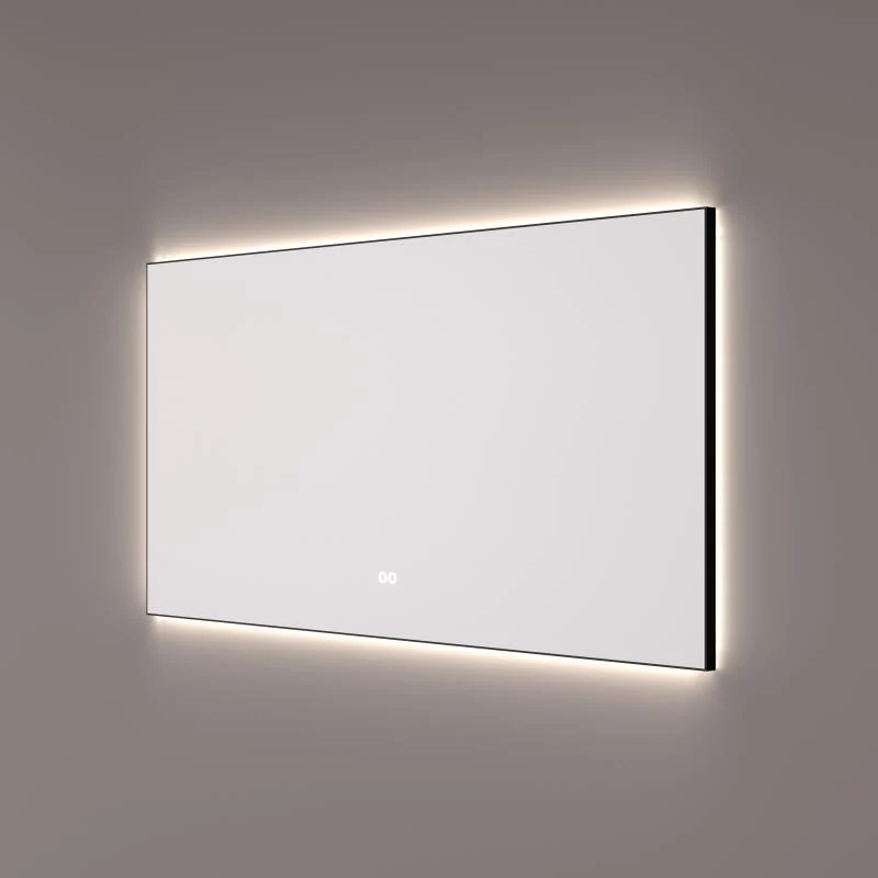 Hipp Design SPV 12500 BL rechthoekige mat zwarte spiegel met indirecte kleurenwissel verlichting en verwarming