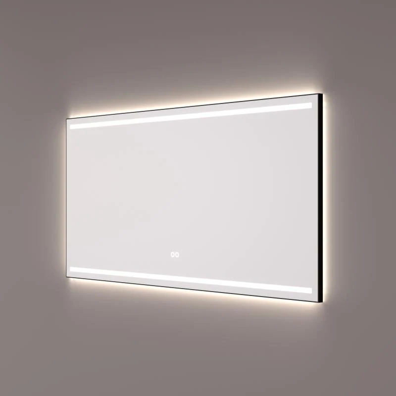 Hipp Design SPV 7000 BL rechthoekige mat zwarte spiegel met LED-strips en indirecte verlichting met verwarming