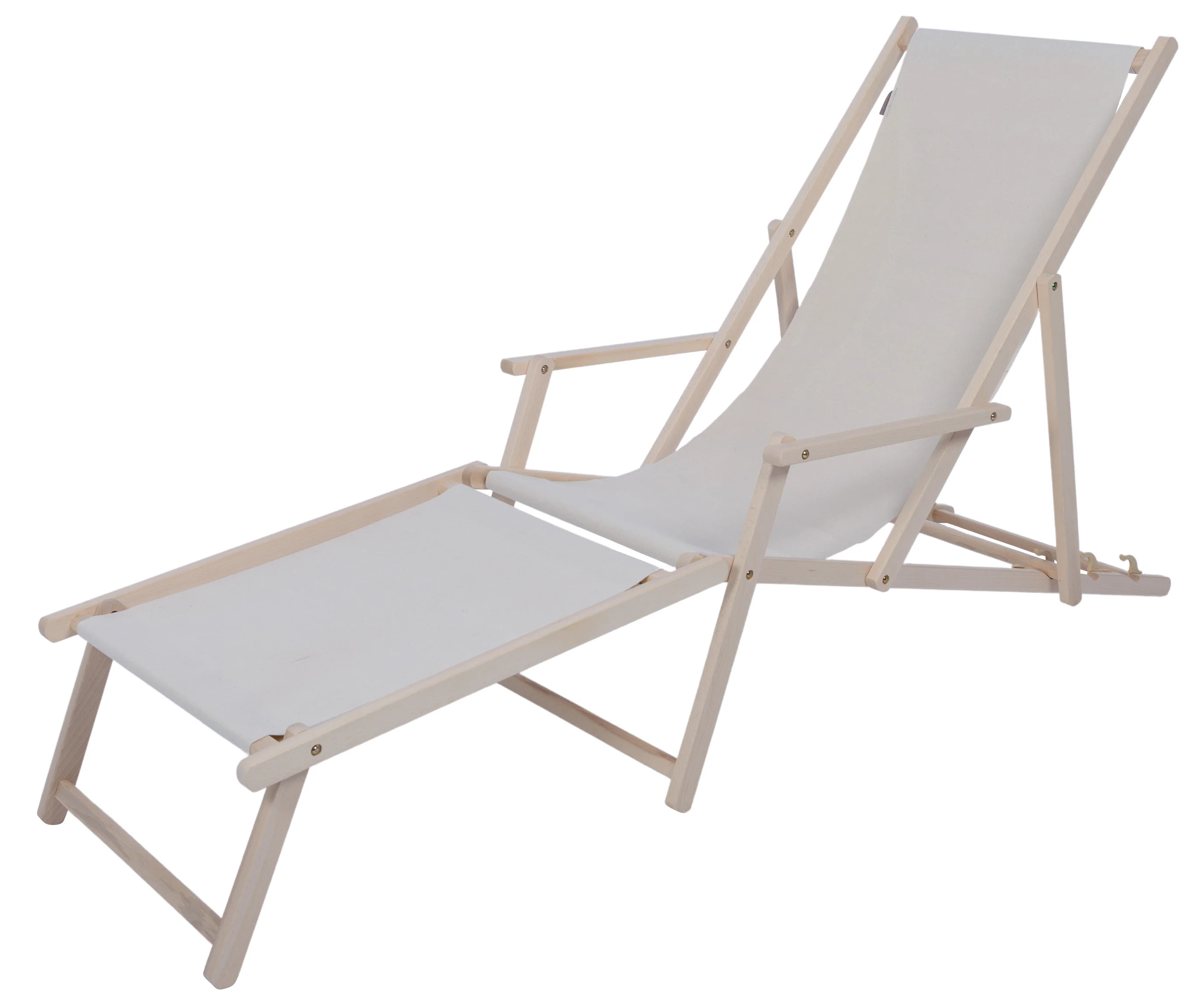 Strandstoel met voetensteun Ecru