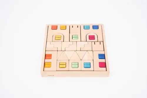 Houten Bouwstenen met Edelstenen