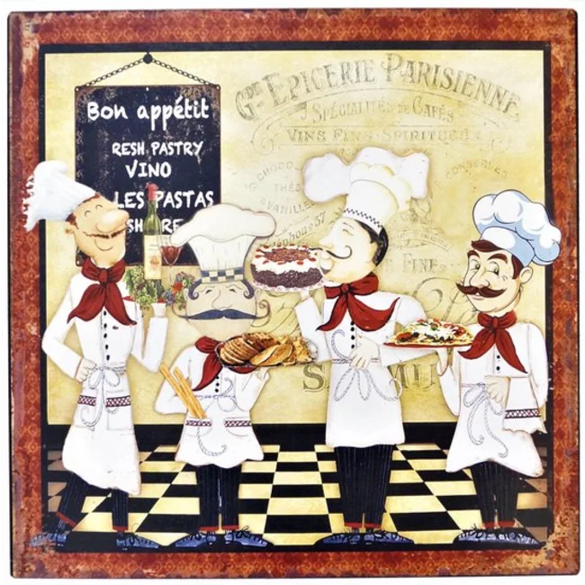 Wandbord Bon Appetit 30×30 cm – Metaal