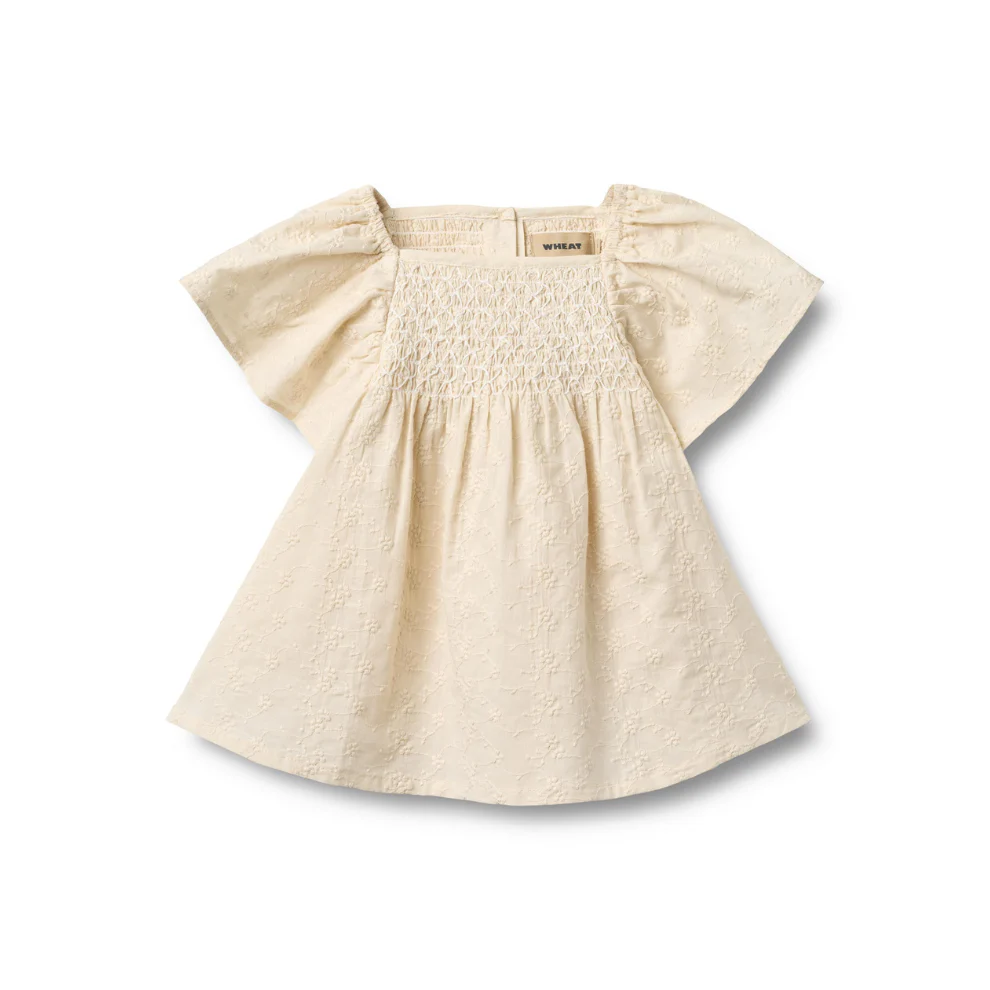Jurkje – Dress S/S Elva – Biologisch katoen – Eggshell/Creme – Wheat