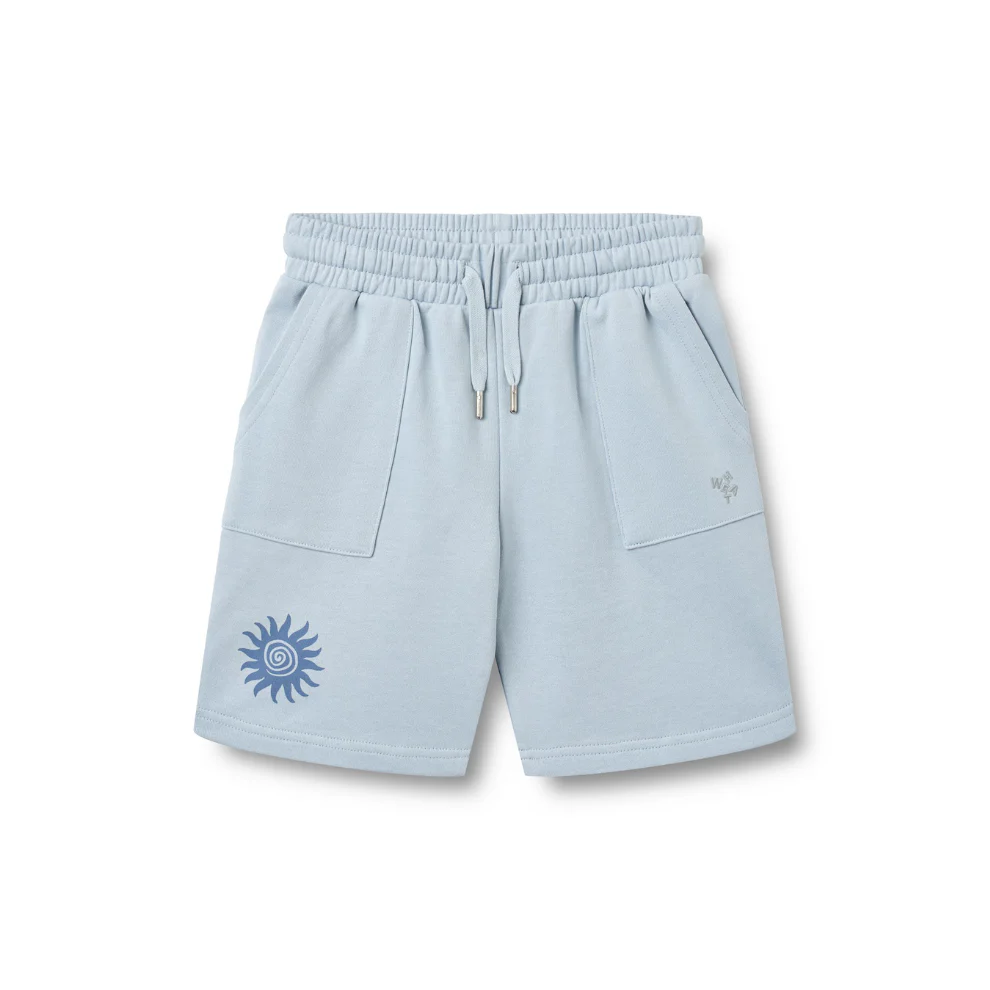 Korte broek – Sweat Shorts Elmo – Biologisch katoen – Summer sky/Blauw – Wheat