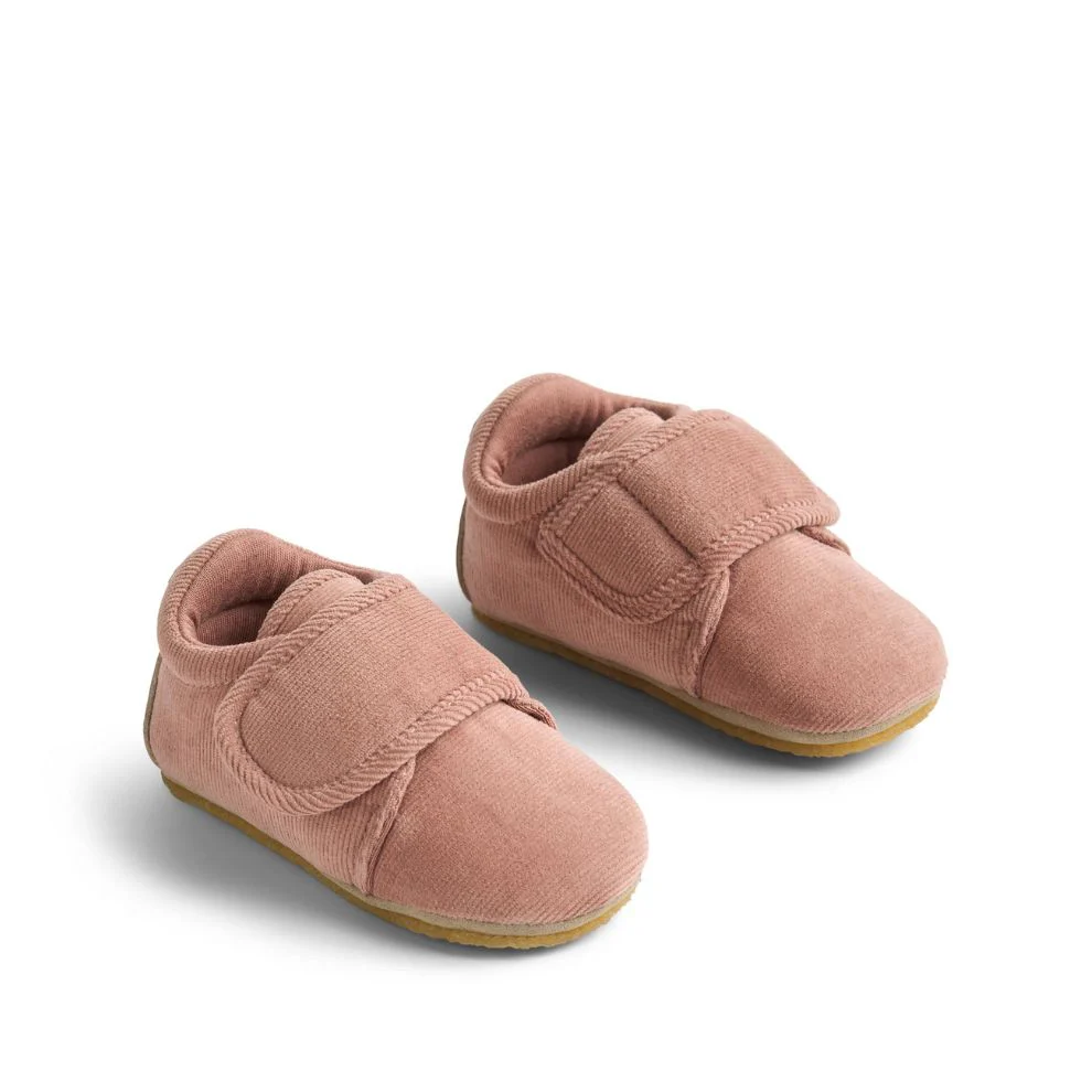 Corduroy binnenschoen Sasha – Biologisch katoen – Rose powder – Wheat