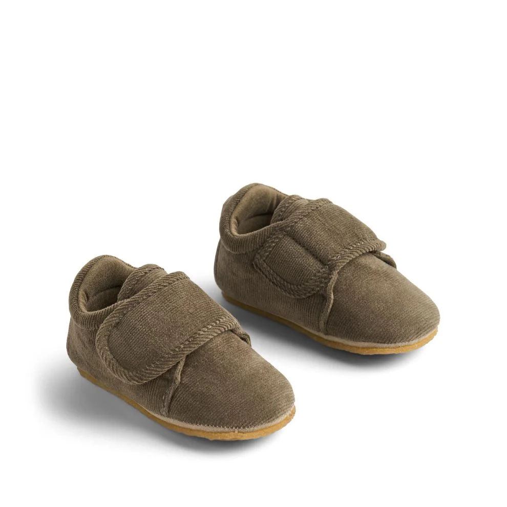 Corduroy binnenschoen Sasha – Biologisch katoen – Grey stone – Wheat